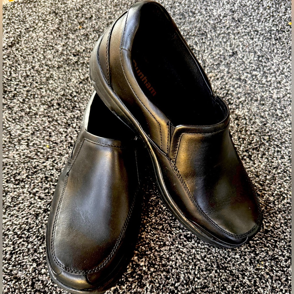 Dunham Mens Size 10D Blair Slip-On Shoes, Black leather, relaxed comfortable fit